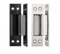 Charnière invisible en croix pour portes intérieures standard et système de pliage, corps en zinc moulé sous pression, assemblage renforcé en acier inoxydable (argenté)