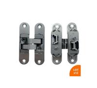 Charnière invisible droite zamac satiné réglable 3 dimensions 95X23/6