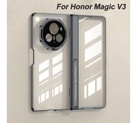 Charnière magnétique support placage étui transparent pour Honor Magic v3 écran extérieur verre support de protection couverture pour Honor Magic v3 étui black Anti-peek