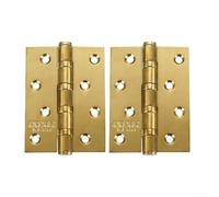 Charnière ouverte plate de 10,2 cm en acier inoxydable pour portes en bois et pour portes de chambre à coucher, convient pour une épaisseur de porte intérieure standard (10,2 x 7,6 x 7,6 cm, doré)