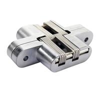 Charniere Porte Placard Charnière de porte cachée, charnières invisibles en acier inoxydable, baril dissimulé, boîte bois, pliable à 180 degrés, charnière intégrée robuste(Sliver-2)