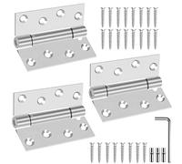 Charniere Porte Placard Charnière Porte Invisible Lourde Charniere Inox 3 Pcs Charnières Gond de Portes Paumelle Plate Meuble Cuisine Paumelles pour Portail avec Visser et Boite de Rangement (4 Pouce)