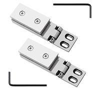charnière pour paroi de douche, Lot de 2 charnières porte battante en acier inoxydable 304, barre longue à 90°, clip unidirectionnel for verre salle bain, 8-12 mm