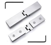 charnière pour paroi de douche, Lot de 2 charnières porte battante en acier inoxydable 304, barre longue 180°, clip unidirectionnel for verre salle bain, 8-12 mm