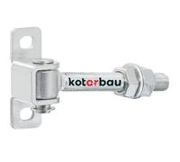 KOTARBAU® Charniere Portail - Acier - 130 mm M16 - Argenté - Charnière Réglable pour Portillon Extérieur - Gond Portail Lourd - avec Plaque de Fixation - Gond Réglable Galvanisée