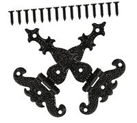 Charnière Vintage en Fer Noir 2 Pièces pour Porte de Cabanon | 8 Trous à Vis, Support Stable et Discret, pour Coffres de Rangement et Portails de Jardin