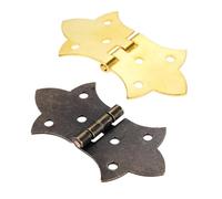 Charnières à fleurs en Bronze Antique/or, 2 pièces, quincaillerie de meubles à faire soi-même, 6 trous, charnière en fer, porte d'armoire, tiroir, charnière papillon et vis(Color A)