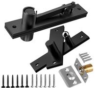 Charnières à pivot de porte, système de charnière invisible avec fermeture à bille pour portes en bois résistantes jusqu'à 90,7 kg, bibliothèque rétractable et porte secrète (type I, noir)