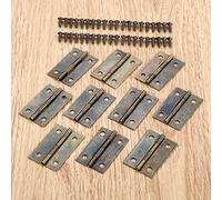 Charnières bout à, charnière de porte, moraillons loquet, 10 pièces charnières 4 trous noir/bronze antique/or angle droit 35 * 21mm matériel décoration rétro + 40 vis accessoires(Antique Bronze)