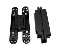 Charnières cachées, charnières dissimulées, 2 pièces, poids de 40 kg, porte en bois lourde, ouverture à 180 degrés, charnière cachée réglable, intérieure battants 6 pouces invisible(Black)