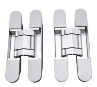 Charnières cachées, charnières dissimulées, 2 pièces, poids de 40 kg, porte en bois lourde, ouverture à 180 degrés, charnière cachée réglable, intérieure battants 6 pouces invisible(Sliver)