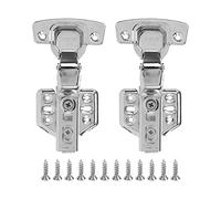 Charnières d'armoire en acier inoxydable, 2 pièces, Base épaisse de 2.0mm, galvanoplastie, charnière de garde-robe brillante pour cuisine et salle de bains (Grande courbe en acier inoxydable de 2,0