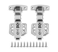 Charnières d'armoire en acier inoxydable, 2 pièces, Base épaisse de 2.0mm, galvanoplastie, charnière de garde-robe brillante pour cuisine et salle de bains (Courbe médiane en acier inoxydable de 2,0