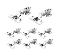 Charnières d'armoire en acier inoxydable, 8 pièces, fermeture douce, charnière de porte hydraulique, amortisseur, tampon, quincaillerie meubles cuisine pour Portes d'Armoire(Full Overlay)