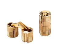 Charnières de baril 6 pièces 8-18mm, porte en cuivre et laiton, cylindrique cachée, charnière de meuble Invisible dissimulée for le matériel(Gold,16mm)