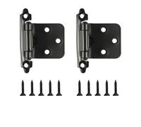 Charnières de porte à roulement à billes Charnière Charnière À Ressort For Porte De Placard Cadre Recouvrement 1/2 Po, En Métal, Fermeture Automatique(M00128-B Black 2PS)