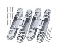Charnières de porte à roulement à billes Charnière Charnière De Porte Invisible Cachée, 2 Pièces, Croix Réglable(2PCS 80KG-silver)