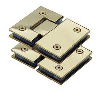 Charnières de porte en verre à 90 degrés, 2pcs 304 Stainless Steel Cabinet Hinges Bright 180° Two-Way Bathroom Glass Clip for 8-12 mm Toughened