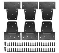 Charnières de Porte Pliables Robustes, 6 Pièces, Charnières T, Noir, pour Portes en Bois, Portail de Jardin, Charnières Extérieures, avec 54 Vis