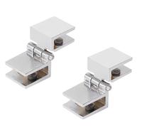 Charnières en verre Lot de 2 supports porte en verre alliage zinc 0°/90°/180°, charnières double face, adaptés à types portes d'armoires, caves vin et bibliothèques(90° Single Side Clip)
