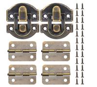 Charnières et loquets de boîte à bijoux antique avec kit de vis assorties, petites charnières rétro pour boîte en bois, loquet décoratif en bronze, charnière à charnière, projet d'artisanat, boîte à