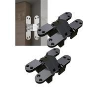 Charnières invisibles génériques en alliage de zinc, 2 pièces, fermeture silencieuse, montage invisible, charnières for portes pliantes, quincaillerie de meubles avec vis(Black,07)