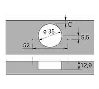 Charnières invisibles Push to open 110° Sensys 8675 HETTICH porte 15 à 24mm - mont.central à visser - 9073663
