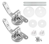 Charnières pour WC universelles en alliage de zinc chromé - Kit complet avec vis, boulons et rondelles en acier inoxydable - Remplacement pour sièges WC MDF, bois et résine