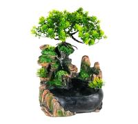 Charocean Fontaine d'intérieur avec cascade et plantes, fontaine de table pour petite fontaine de chambre avec plantes, fontaine de bureau pour salon, chambre, bureau, café