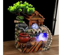 Charocean Fontaine d'Intérieur avec Éclairage LED - Cascade avec Brouillard et Plantes - Grande Fontaine de Table