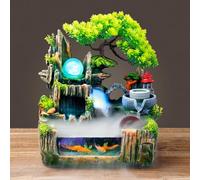 Charocean Fontaine d'intérieur, cascade, de table, avec éclairage LED et brouillard, petite fontaine d'intérieur avec plantes, pour le placement dans le salon, le bureau