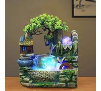 Charocean Fontaine d'intérieur - Cascade - Fontaine de table avec éclairage LED et brouillard - Petite fontaine d'intérieur avec plantes - Décoration Salon, Pour le placement dans le salon, le bureau