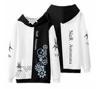 Charous Anime Game NieR : Automata YoRHa No.2 Type B Cartoon Hoodie, Sweatshirt décontracté à impression numérique 3D pour les fans de manga 2B, blanc, XXL