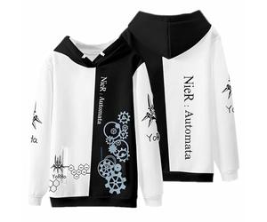 Charous Anime Game NieR : Automata YoRHa No.2 Type B Cartoon Hoodie, Sweatshirt décontracté à impression numérique 3D pour les fans de manga 2B, blanc, XXL