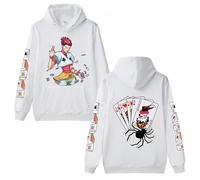 Charous Anime HUNTER×HUNTER Hisoka Sweat-shirt imprimé de dessin animé, Style de rue Épais et doux utilisé pour les fans de cosplay de manga, blanc, S