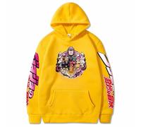 Charous Anime JoJo's Bizarre Adventure : Golden Wind Sweat à capuche imprimé dessin animé épais doux pour les fans de manga Cosplay, jaune, XL