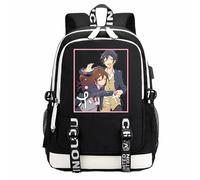Charous Anime Manga Hori San to Miyamura Kun Sac à dos en tissu Oxford noir Sac d'école pour fan d'Horimiya Cadeau Cosplay, Noir 3, taille unique