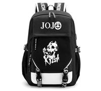 Charous Anime Manga JoJo's Bizarre Adventure Oxford Sac à dos, sac d'école multifonction utilisé pour les fans de JOJO Cadeau de cosplay, Noir 3, taille unique