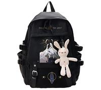Charous Game Sky：Children Of The Light Sac À Dos Noir En Nylon Avec Dessins Animés, Sac D'école Imperméable À La Mode,Noir-5,L