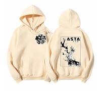 Charous Sweat à capuche avec imprimé trèfle noir et dessin animé Asta, unisexe, décontracté, épais, doux, utilisé pour les fans de manga, kaki, M