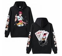 Charous Sweat à capuche imprimé Anime Hunter × Hunter Hisoka, style urbain épais doux utilisé pour les fans de manga cosplay, Noir , 4XL