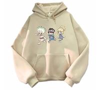 Charous Sweat à capuche imprimé dessin animé Dr.STONE Ishigami Senku, unisexe épais et doux, utilisé pour les fans de manga, cosplay, kaki, XL