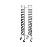 Charriot à plateaux - inox - pour 16 x GN 1/1 - Insertion longitudinale - 160 kg - 2 barres de sécurité - Royal Catering RCTW-16GN
