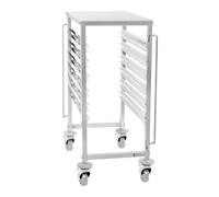Charriot à plateaux - inox - pour 6 x GN 1/1 - Insertion longitudinale - 100 kg - 2 barres de sécurité - Royal Catering RCTW 6 GN 1/1