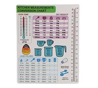Chart de conversion de cuisine, Guide de température liquide de poids magnétique doux Guide de mesure de cuisine de grande police Étiquettes vides à l'épreuve de l'eau pour la cuis