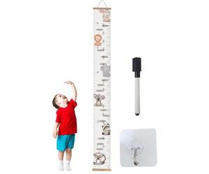 Charte de croissance Kids - Bannière de mesure de la hauteur, décoration | du souverain de pépinière | Guide du mural en toile, bande de croissance du cadre en bois, échelle de mesure de suspen