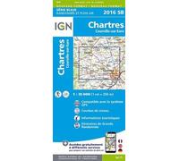 Chartes - Courville Sur Eure 1 : 25 000 Carte Topographique Serie Bleue Itineraires De Randonnee