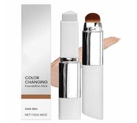 Chartming Color Changing Foundation Stick,2-in-1 Foundation Stick with Brush,White Color-Changing Cream,Full Coverage Concealer,Waterproof Long-Lasting Sweatproof for Natural Makeup (Dark)