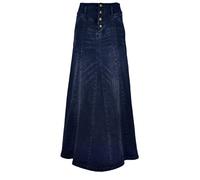 CHARTOU Jupe Longue en Jean rétro pour Femme avec Fermeture à Boutons, Coupe trapèze, Moulante au Niveau des Hanches, Noir foncé, Taille XL