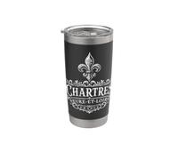 Chartres Eure-Et-Loir France Ornée Fleur de Lis Blanc Gobelet isotherme en acier inoxydable double paroi